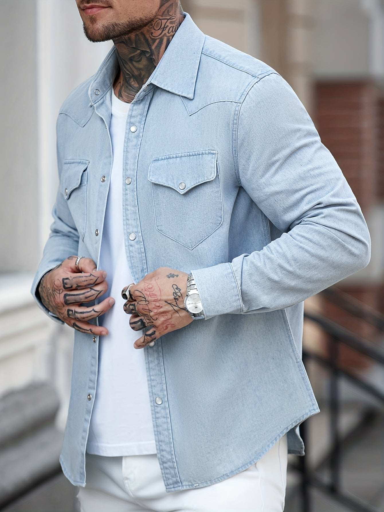 Herren Denim Hemd im Casual Western Stil – Perfekt für Freizeit und Alltag