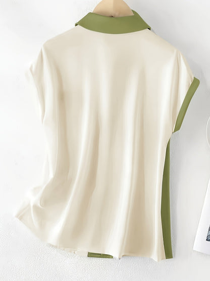 Damen Bluse im eleganten Colorblock Stil – Ärmellos, Sommer, Büro & Freizeit