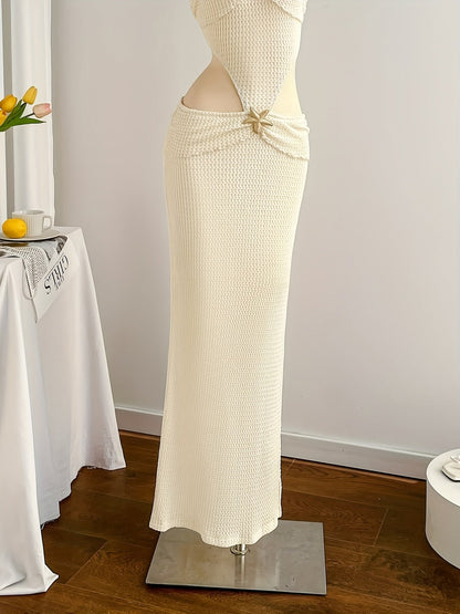Damen Maxikleid Elegant Cut-Out Strand Party Abendmode