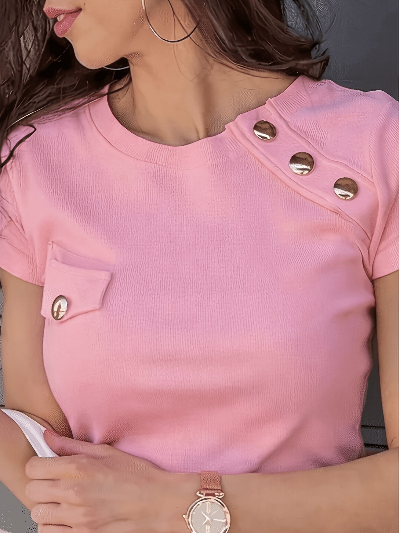 Damen Modernes Shirt mit Knopfdetails und Stilvollem Schnitt – Elegantes Freizeit- und Business-Oberteil