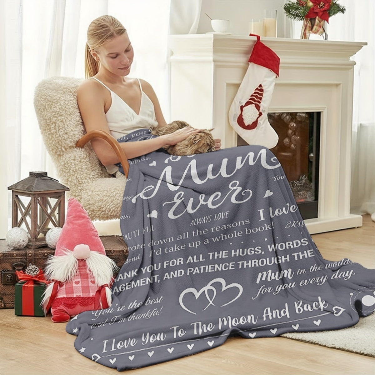 Muttertags-Decke – Kuschelige Geschenkdecke für Frauen mit liebevollen Botschaften – Stilvolles Wohnaccessoire für Mütter