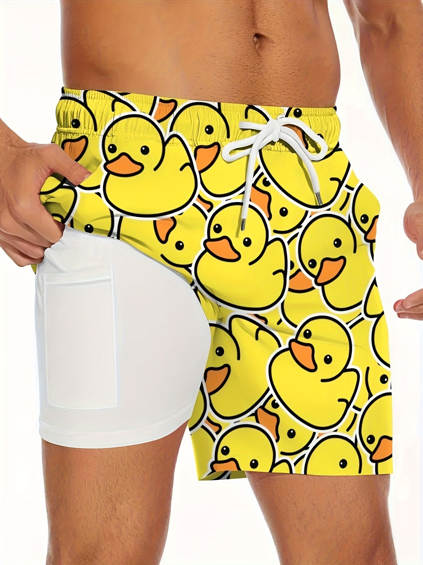 Herren Badeshorts mit Gummienten-Motiv – Lustige Schwimmshorts für Strand und Pool