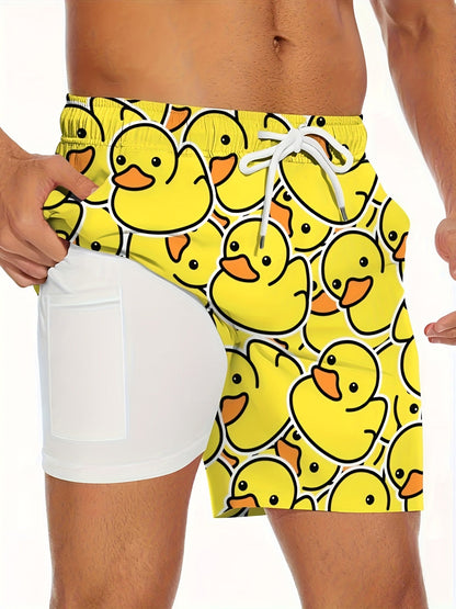Herren Badeshorts mit Gummienten-Motiv – Lustige Schwimmshorts für Strand und Pool