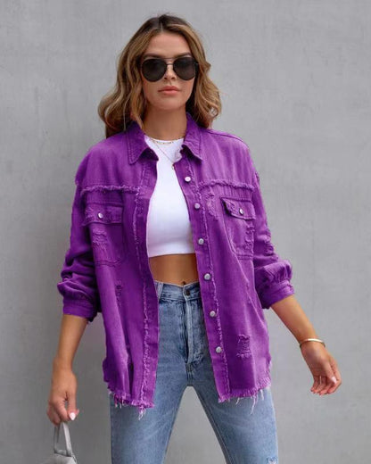 Carly – Lässige Damenjacke mit Rissen für Herbst und Frühling