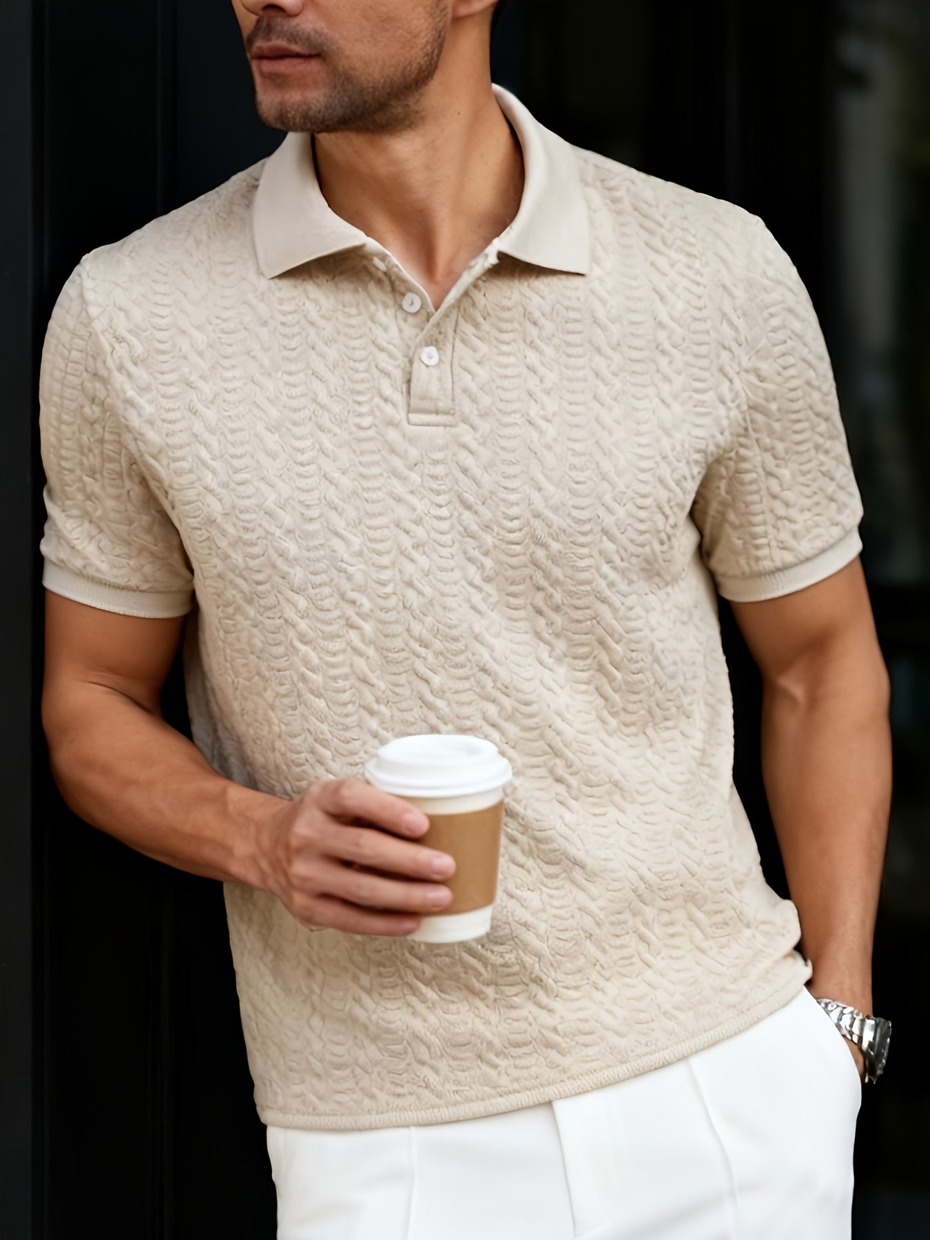 Herren Poloshirt mit Strickstruktur – Stilvolles Freizeitshirt für Alltag und Ausgehen