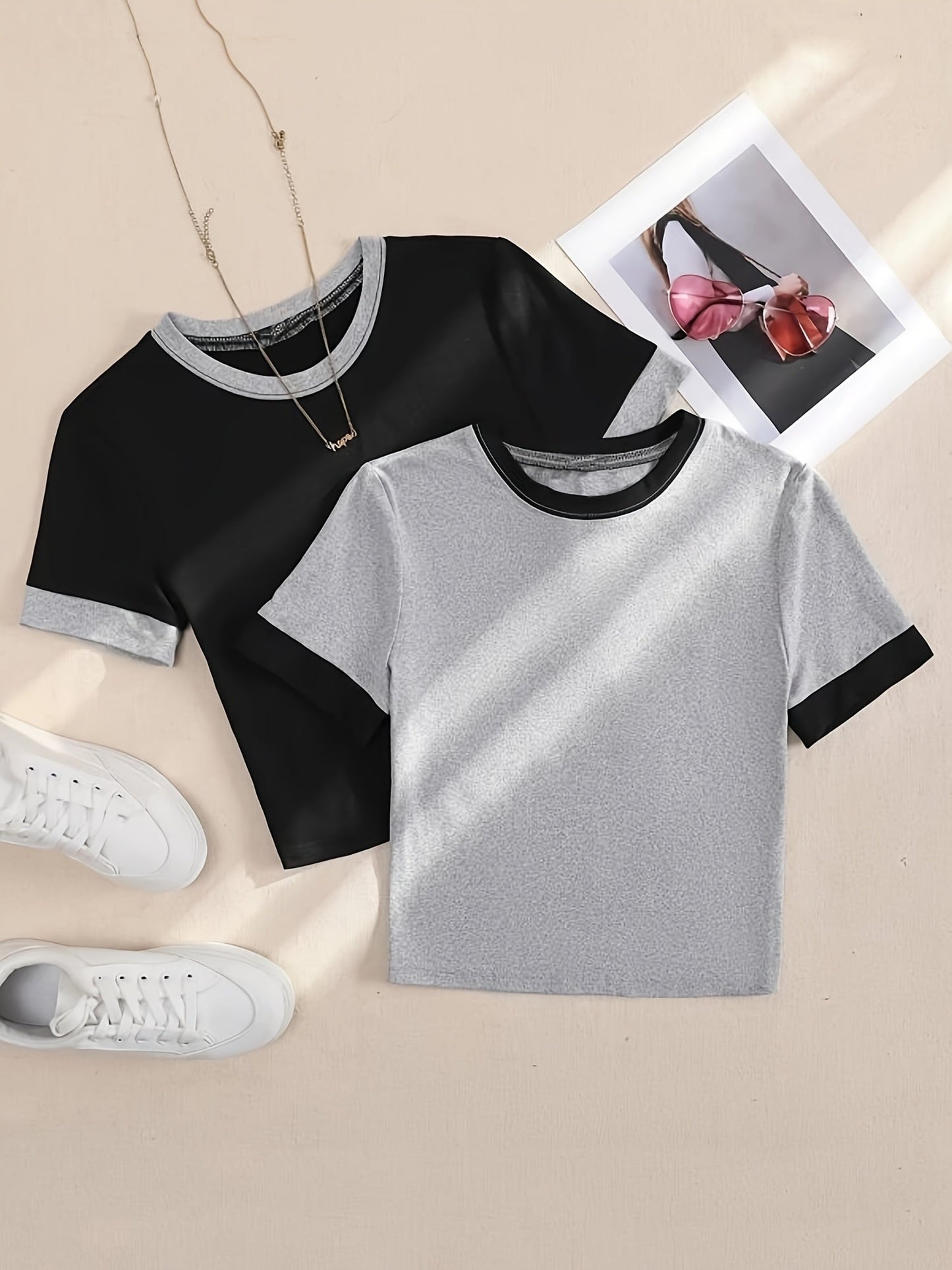 Unisex Kontrast-T-Shirts im modernen Casual-Look – Ideal für Alltag und Freizeit