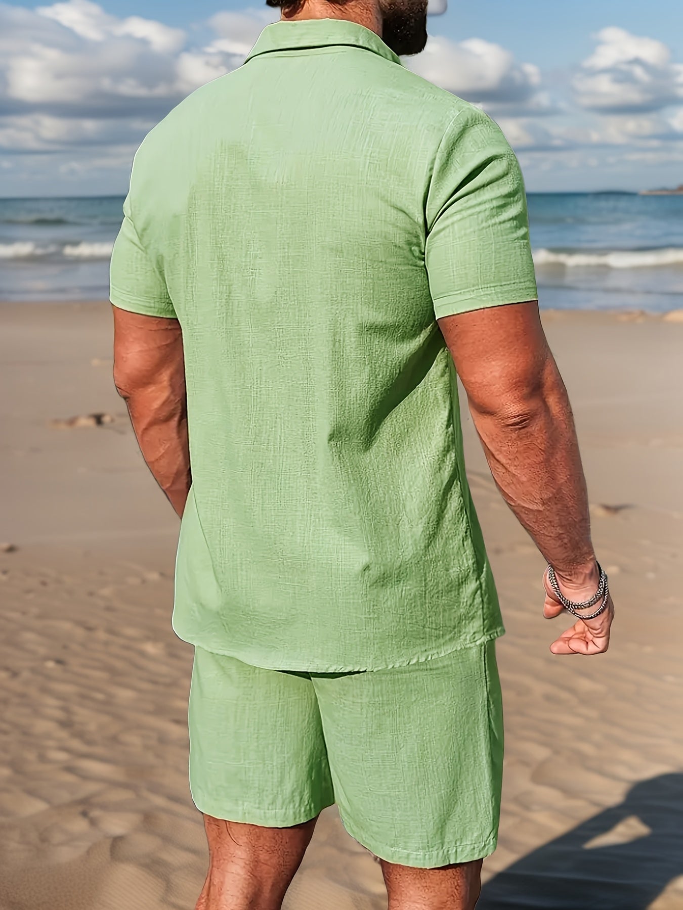 Herren Sommer-Strandset – Kurzarm Hemd & Shorts, Lässiger Boho-Look, Perfekt für Urlaub und Freizeit