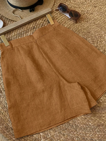 Damen Vintage Sommer-Shorts mit Bundfalten – Eleganter Freizeitstil für warme Tage