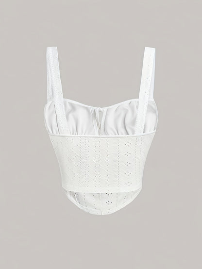 Damen Bustier Top im Corsagen-Stil mit Stickerei und Schleifendetail – Modisches Sommer-Oberteil für Alltag und Party