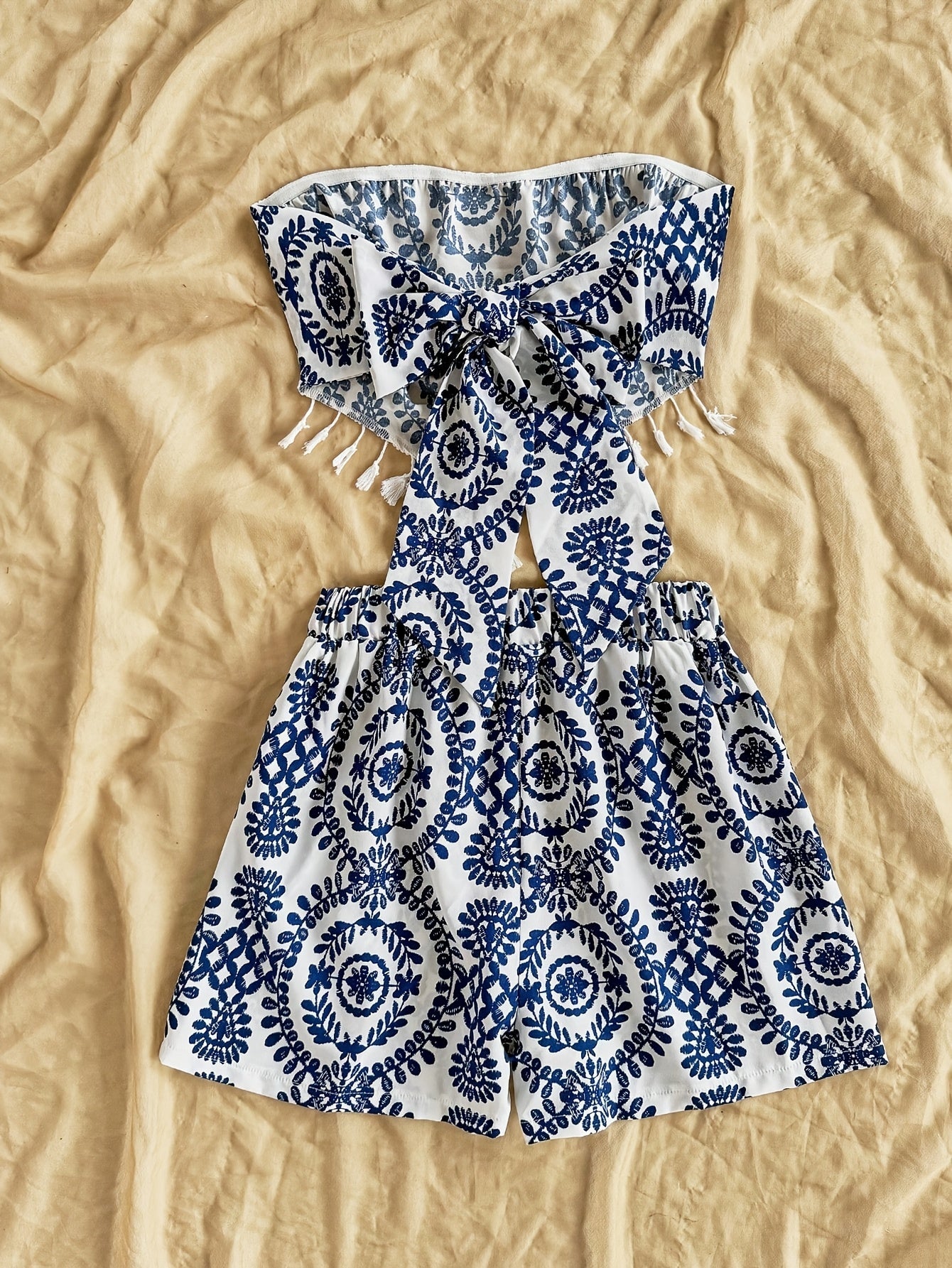 Damen Bandeau-Shorts Set mit Boho-Muster – Zweiteiliges Outfit für Urlaub und Freizeit