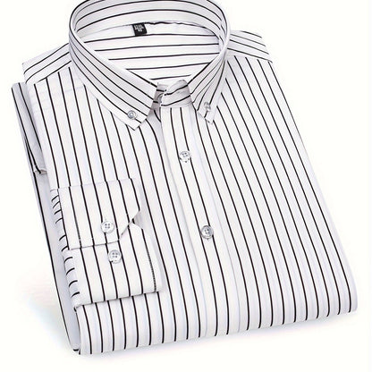 Herren Business-Freizeit Hemd mit modischen Streifen – Slim Fit, Langarm, Ideal für Büro und Alltag