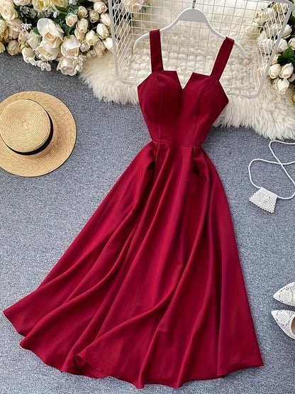 Damen Maxikleid mit Schleife und Spaghettiträgern – Elegantes Kleid für besondere Anlässe