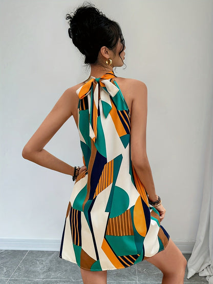 Damen Sommerkleid im eleganten A-Linien-Stil mit abstraktem Muster – Perfekt für Freizeit und Urlaub