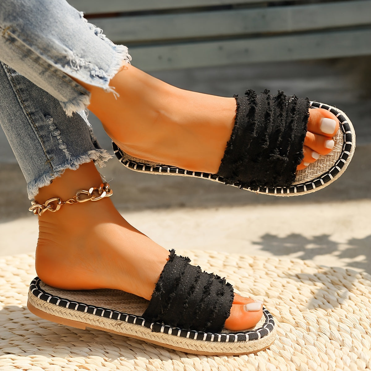 Damen Boho Espadrille Slides – Sommerliche Fransen-Sandalen für Freizeit und Urlaub