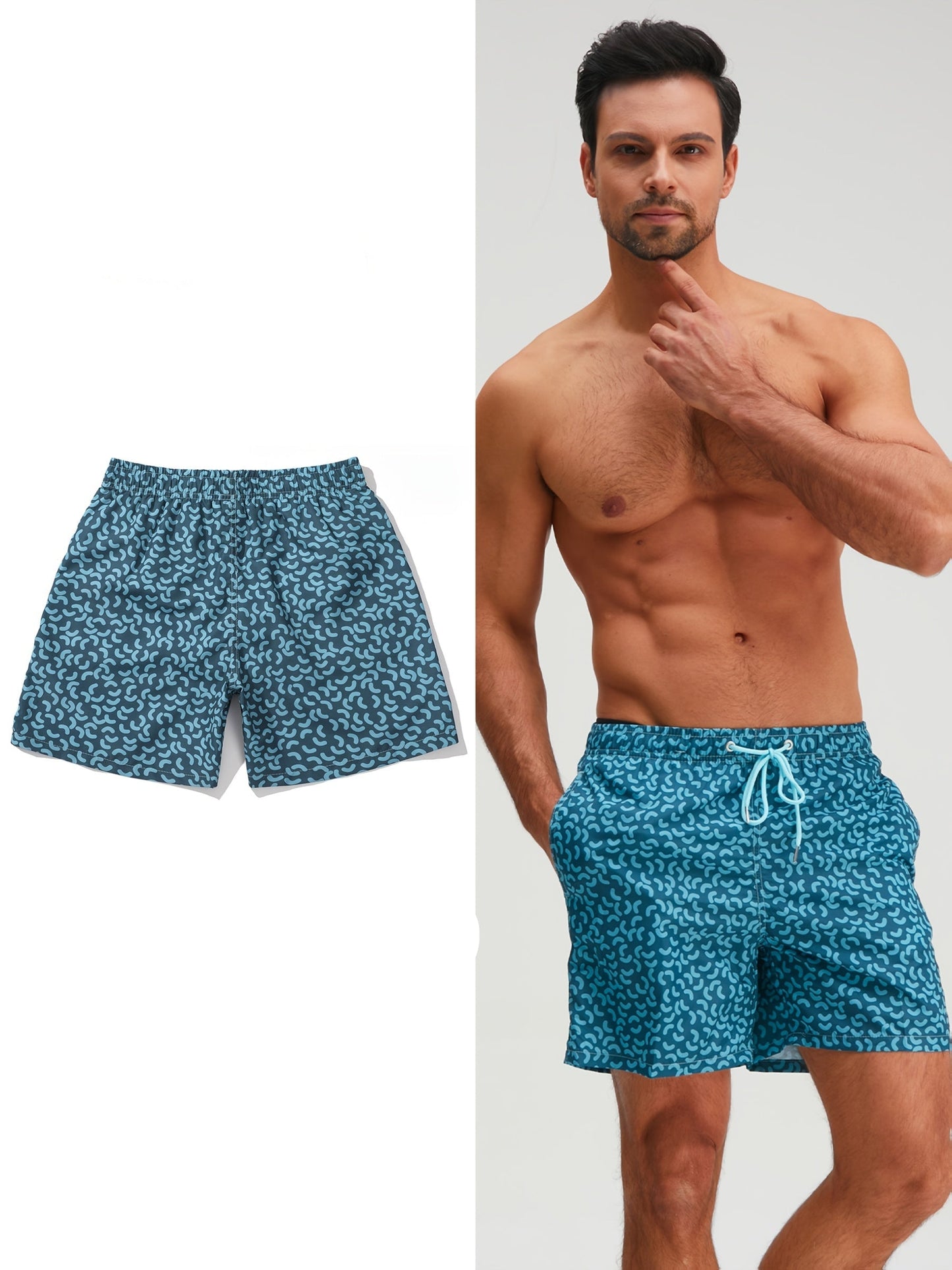 Herren Badeshorts mit modernem Muster – Sportliche Schwimmshorts für Strand und Pool