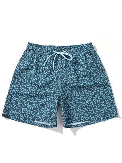 Herren Badeshorts mit modernem Muster – Sportliche Schwimmshorts für Strand und Pool