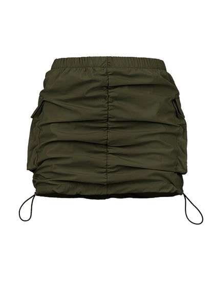 Damen Utility Minirock mit Kordelzug und Cargo-Taschen – Moderner Streetstyle