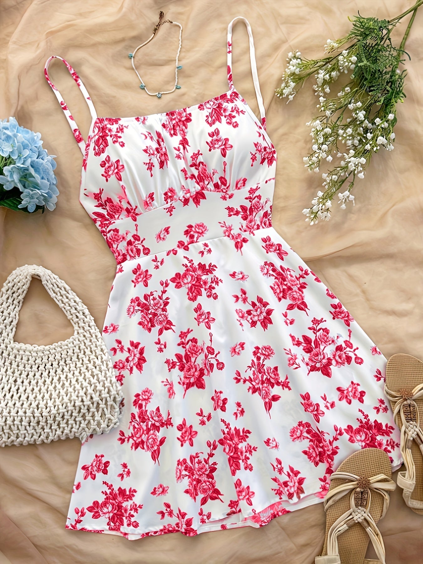 Damen Sommerkleid mit Blumenmuster im Boho-Stil – Perfekt für Urlaub & Freizeit
