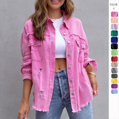 Carly – Lässige Damenjacke mit Rissen für Herbst und Frühling