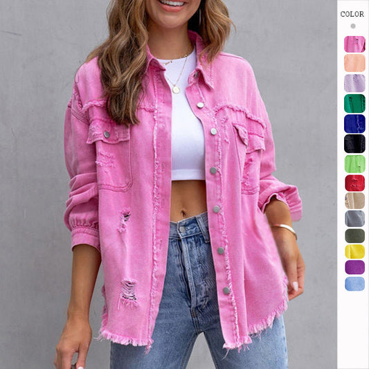 Carly – Lässige Damenjacke mit Rissen für Herbst und Frühling