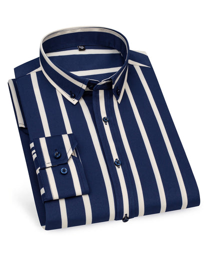 Herren Business-Freizeit Hemd mit modischen Streifen – Slim Fit, Langarm, Ideal für Büro und Alltag