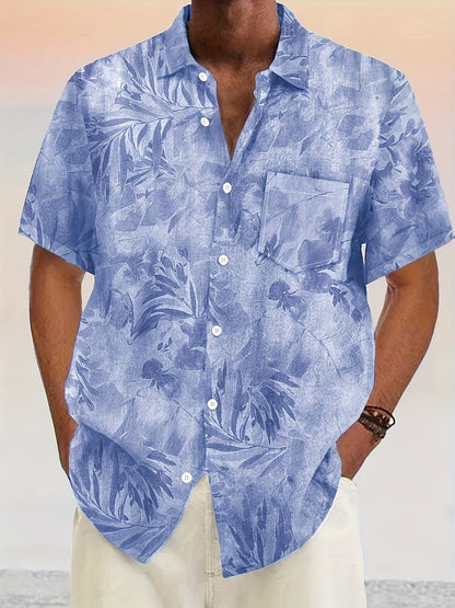 Herren Freizeithemd mit botanischem Print – Perfekt für Urlaub und Sommer