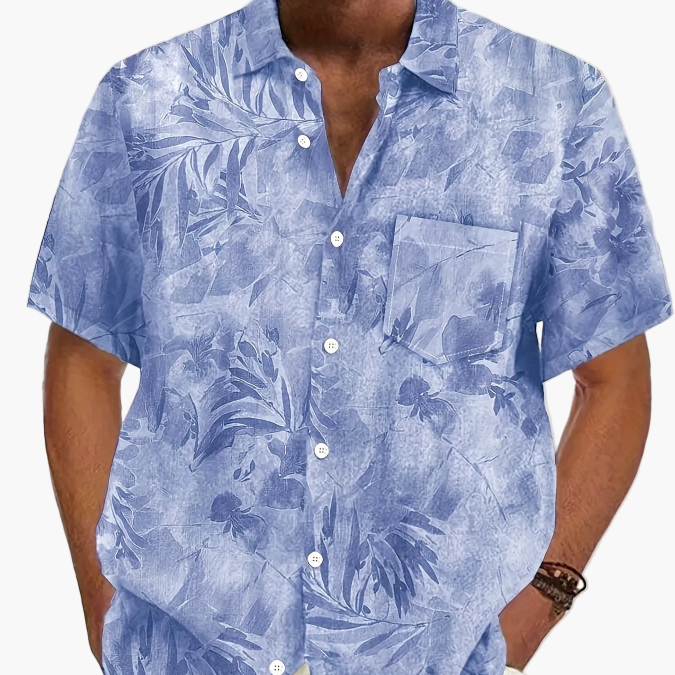 Herren Freizeithemd mit botanischem Print – Perfekt für Urlaub und Sommer