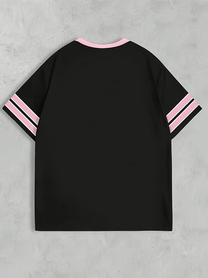 Damen Preppy Style Trikotshirt mit Nummer 28 und Print – Freizeit & Streetwear