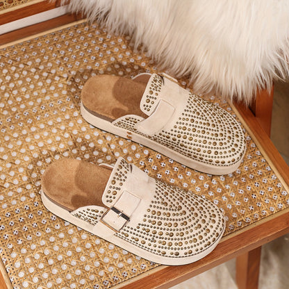 Damen Plateau Clogs mit Nieten für modische Freizeitlooks