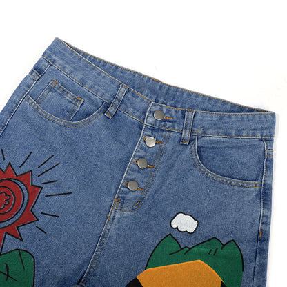 Lisa – Damen Jeans mit Cartoon-Print