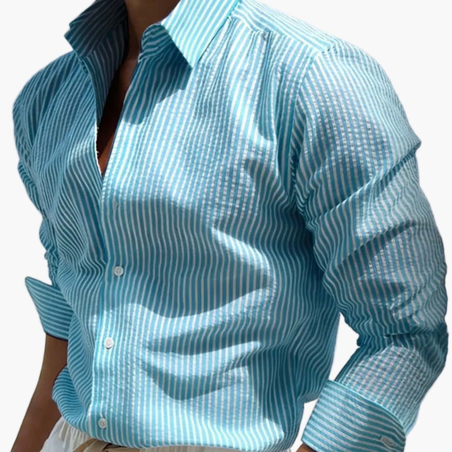 Herren Freizeithemd mit Streifenmuster – Eleganter Look für Büro und Strand