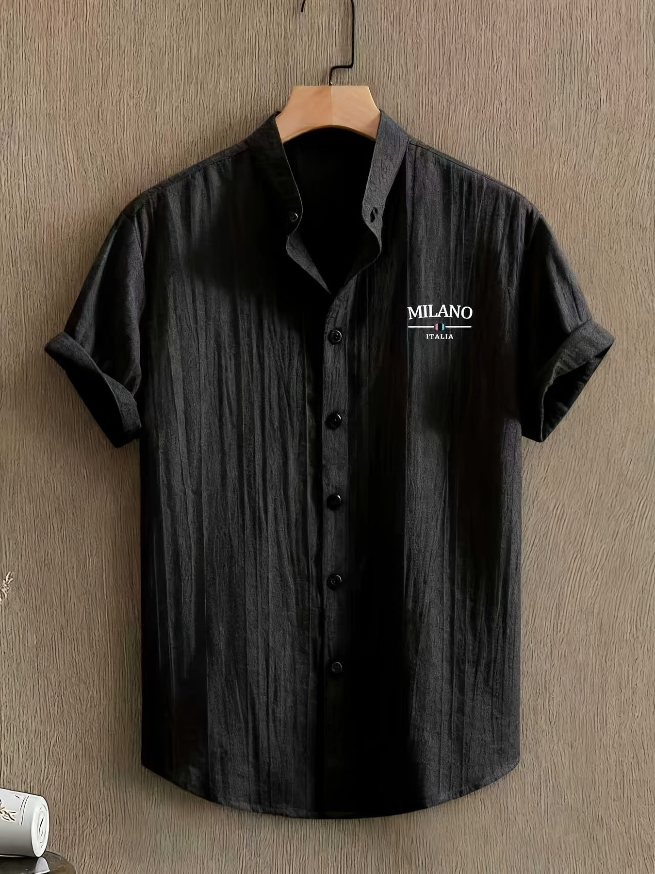 Herren Freizeit Hemd mit Stehkragen und Milano Print – Modernes Sommerhemd für Alltag & Urlaub