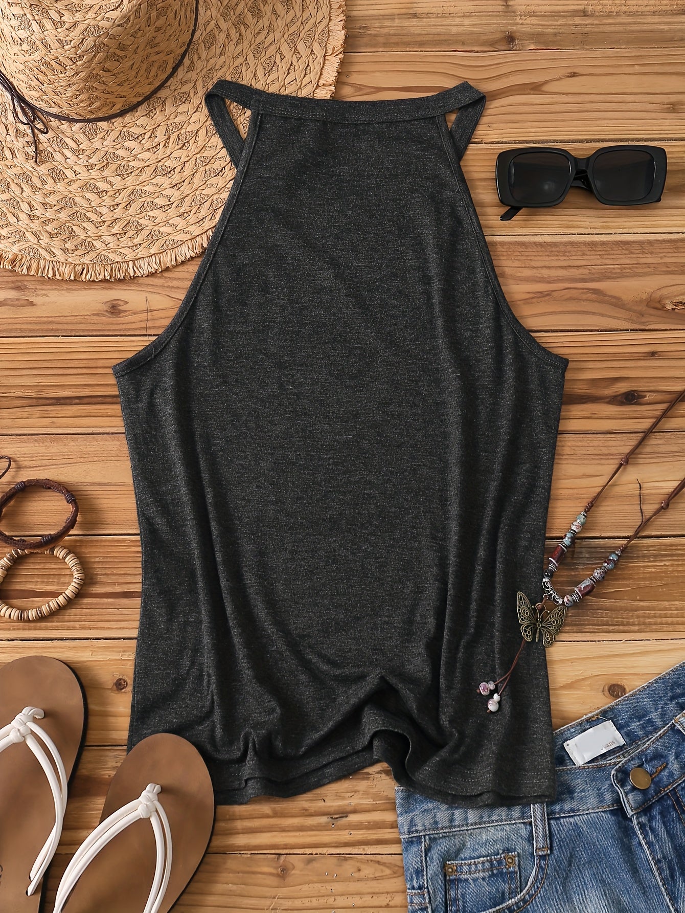 Damen Tanktop im Boho-Stil mit Spruch und Sonnenmotiv – Perfekt für den Sommer, Freizeit & Strand