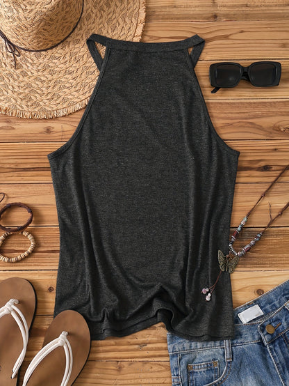 Damen Tanktop im Boho-Stil mit Spruch und Sonnenmotiv – Perfekt für den Sommer, Freizeit & Strand