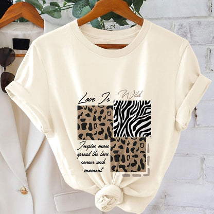 Damen T-Shirt mit Animal Print und Spruch – Modisches Statement Shirt für Alltag und Freizeit