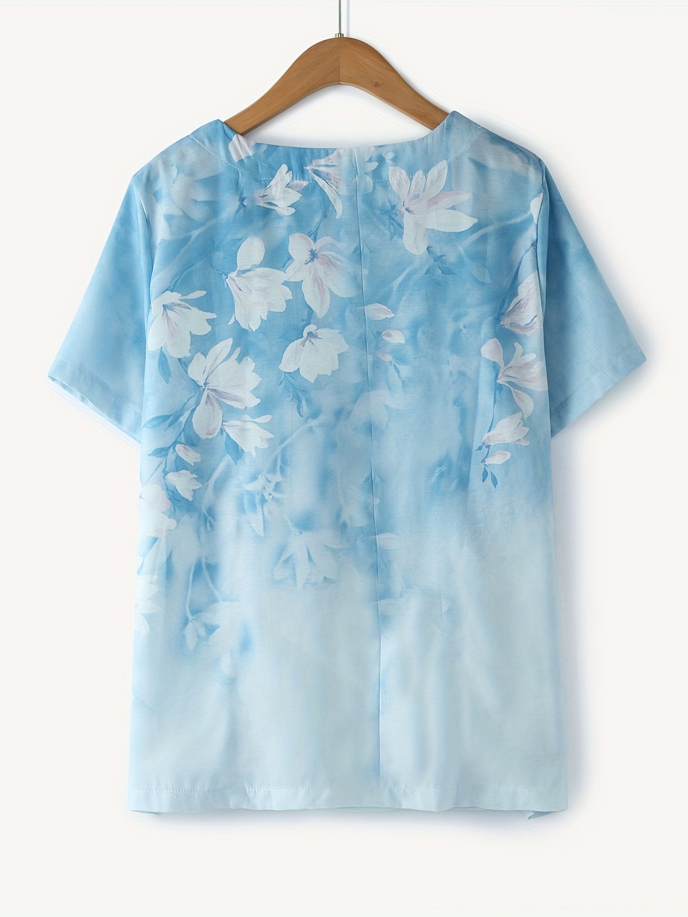 Damen Vintage Bluse mit Blumenmuster und Knopfleiste – Sommer Freizeitshirt
