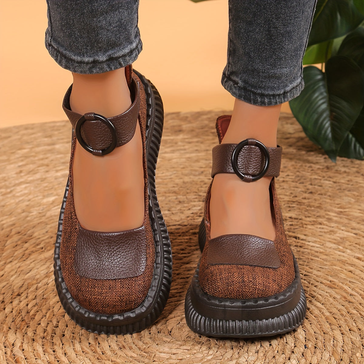 Damen Vintage Mary Jane Plateau-Schuhe für Alltag und Freizeit