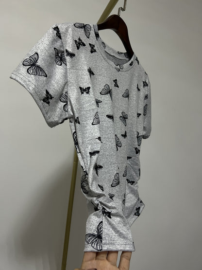 Damen T-Shirt mit Schmetterlings-Print im modischen Freizeitstil – Ideal für Urlaub und Alltag