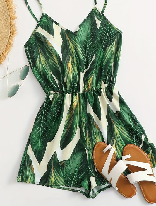 Damen Jumpsuit im tropischen Look – Sommerlicher Einteiler für Urlaub & Freizeit