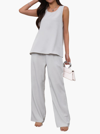 Damen Elegantes Zweiteiliges Set – Lockeres Top und Weite Hose, Stilvoll für Alltag und Freizeit