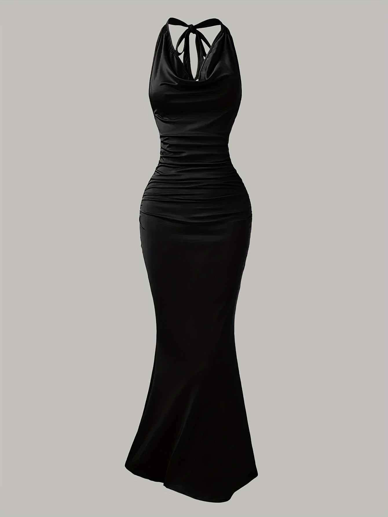 Damen Abendkleid Elegantes Maxikleid mit Wasserfallausschnitt und Rückenfrei für besondere Anlässe