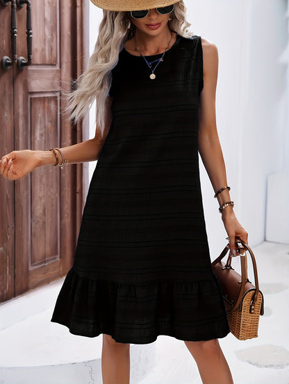 Damen Sommerkleid ärmellos A-Linie mit Volant – Eleganter Freizeit- und Urlaubslook