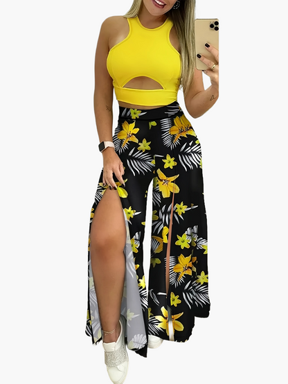 Damen Maxirock mit Tropenmuster und Schlitz – Eleganter Sommer-Look für Alltag & Urlaub