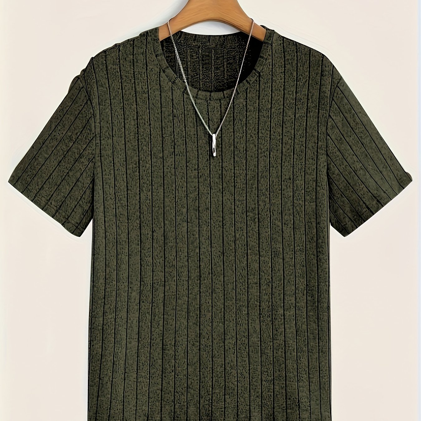 Herren T-Shirt mit vertikalem Rippendesign – Modernes Kurzarm Basic für stilvolle Outfits
