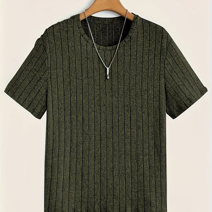 Herren T-Shirt mit vertikalem Rippendesign – Modernes Kurzarm Basic für stilvolle Outfits