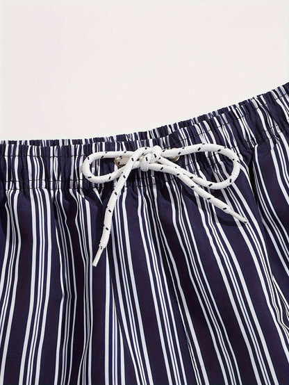 Herren Badeshorts mit Streifenmuster – Lässige Schwimmshorts für Freizeit und Strand
