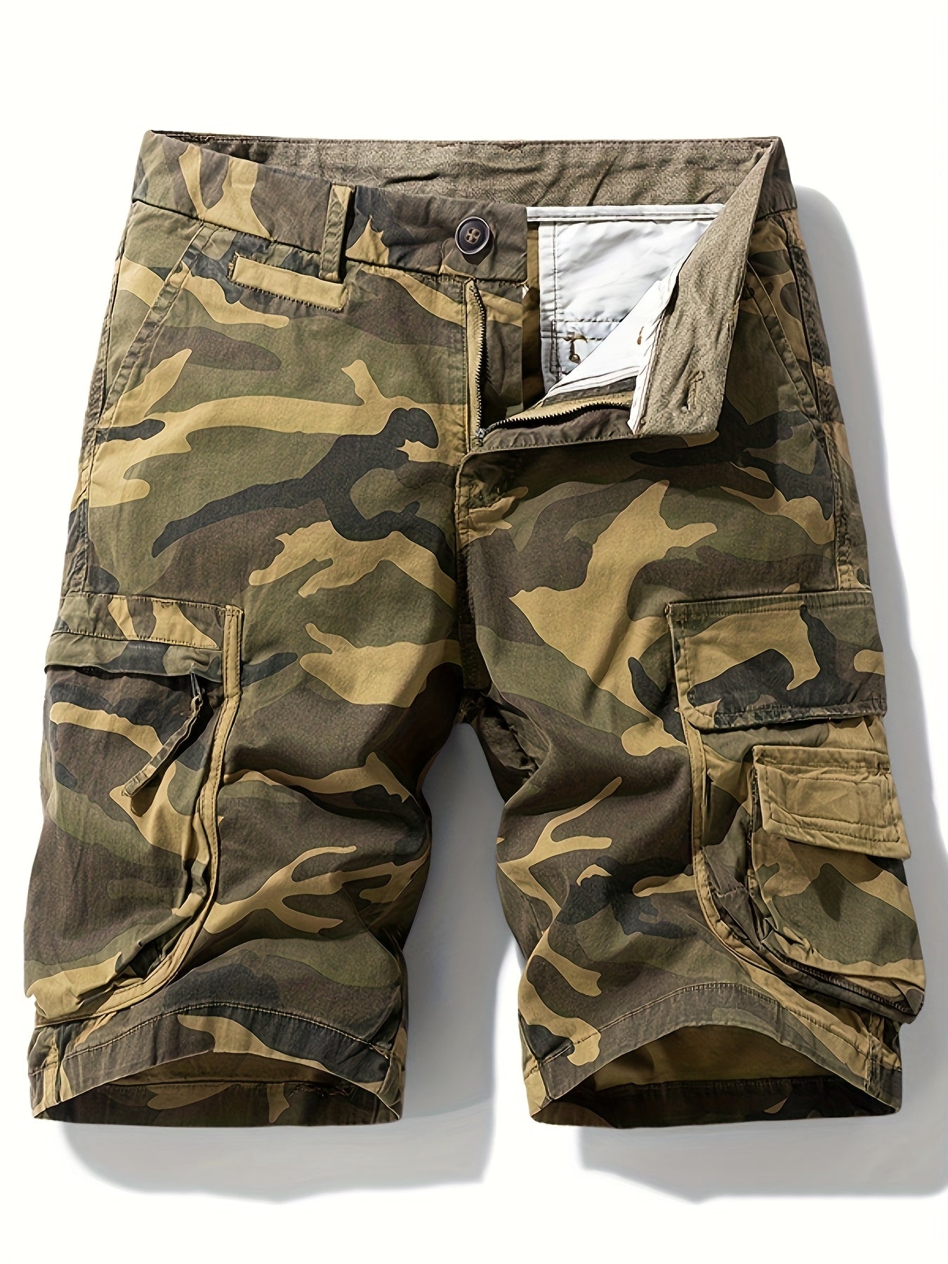 Herren Cargo Shorts im Camouflage-Look – Outdoor & Freizeit Bermuda mit Taschen