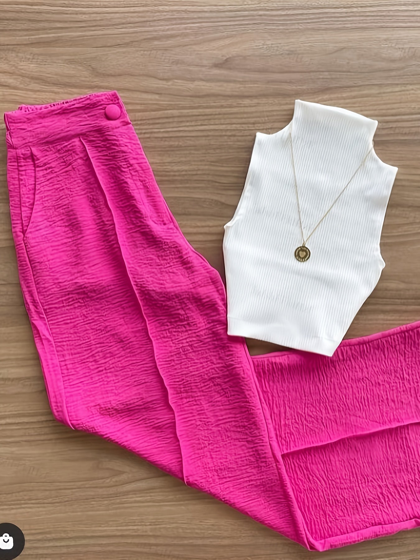 Damen Elegantes Set – Ärmelloses Oberteil mit Stehkragen und Weite Hose, Perfekt für Büro und Alltag