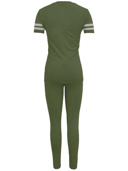 Damen Sportliches Freizeit-Set – Zweiteiliges Outfit mit T-Shirt und Leggings für Alltag & Fitness
