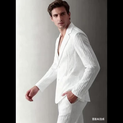 Herren Anzug mit modernem Streifen-Design – Eleganter Freizeitanzug für Frühling und Sommer